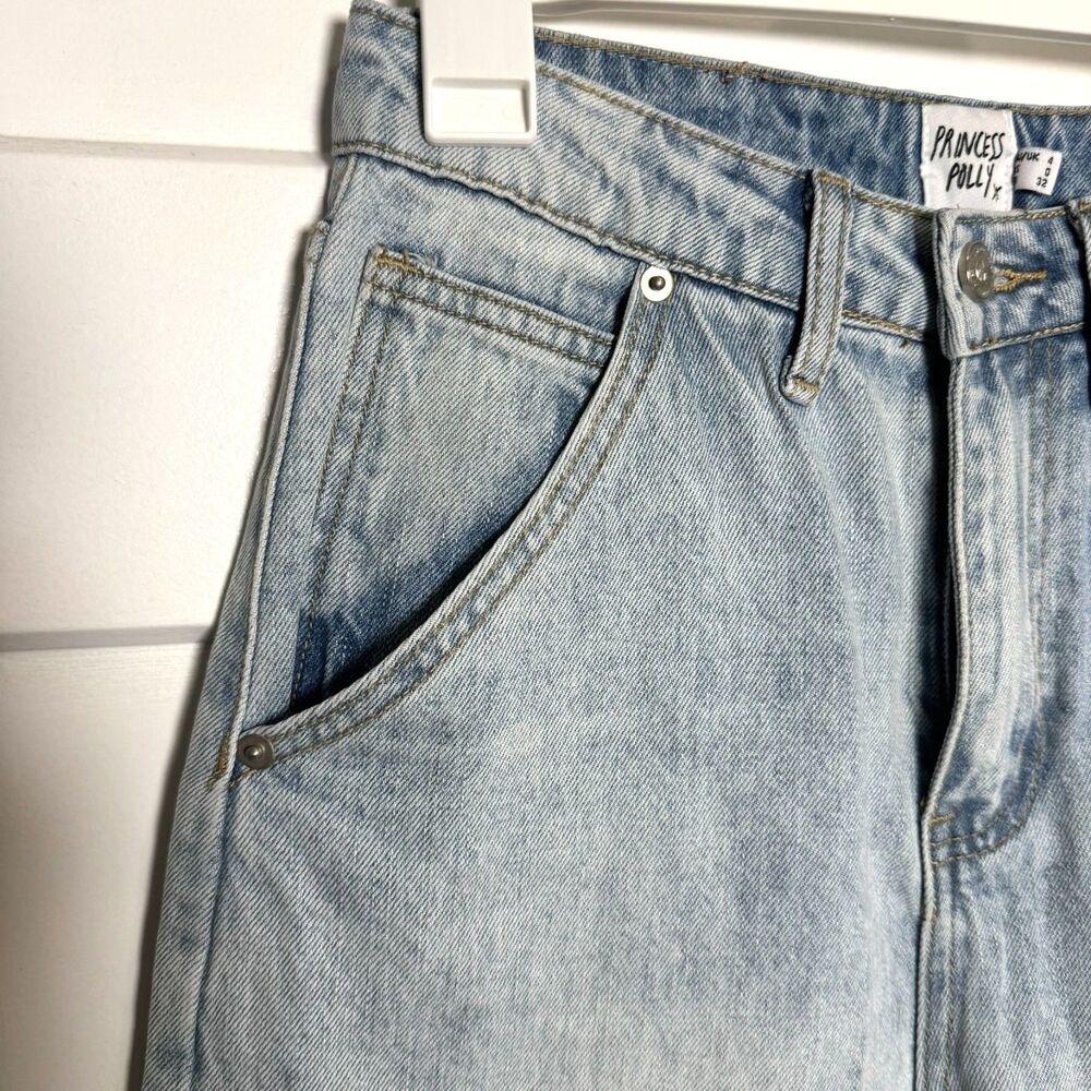 Princess Polly Ramos Wide Leg Jeans Womens 0 Light Blue Denim High Rise Cotton